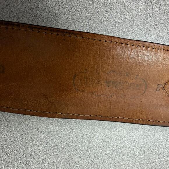 Vtg Nocona Anaconda Snake Leather Belt 32 Mens Black Tan Buckle Western Cowboy - Picture 10 of 10